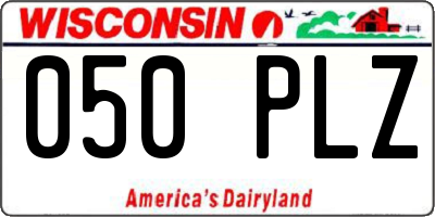WI license plate 050PLZ