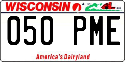 WI license plate 050PME