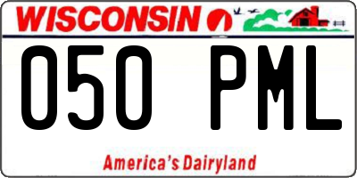 WI license plate 050PML