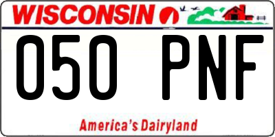 WI license plate 050PNF