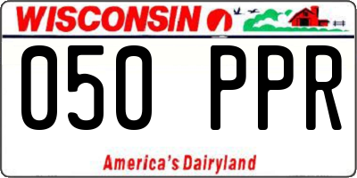 WI license plate 050PPR