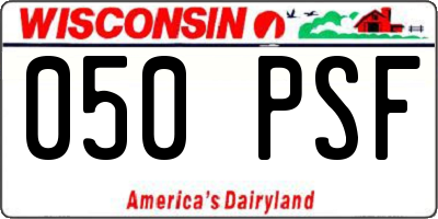 WI license plate 050PSF