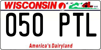 WI license plate 050PTL