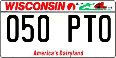 WI license plate 050PTO
