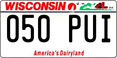 WI license plate 050PUI