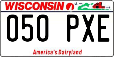 WI license plate 050PXE