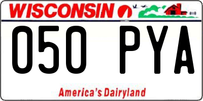 WI license plate 050PYA