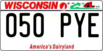 WI license plate 050PYE