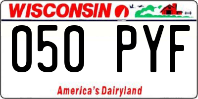 WI license plate 050PYF