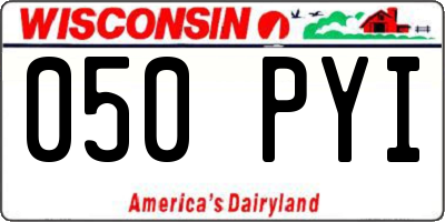 WI license plate 050PYI
