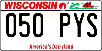 WI license plate 050PYS