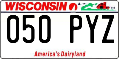 WI license plate 050PYZ