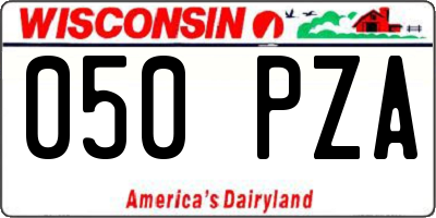 WI license plate 050PZA