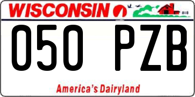 WI license plate 050PZB