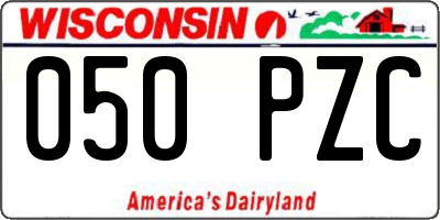 WI license plate 050PZC