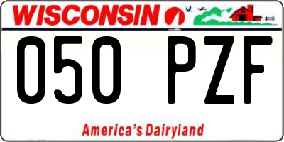 WI license plate 050PZF