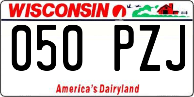 WI license plate 050PZJ