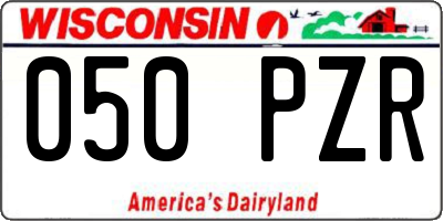 WI license plate 050PZR
