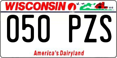 WI license plate 050PZS