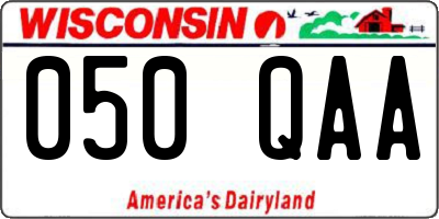 WI license plate 050QAA