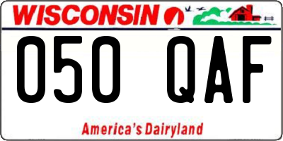 WI license plate 050QAF
