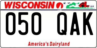 WI license plate 050QAK