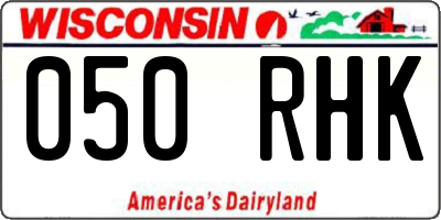 WI license plate 050RHK