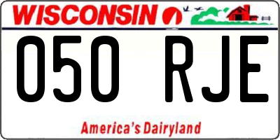 WI license plate 050RJE
