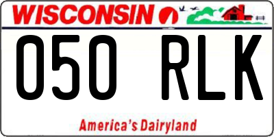 WI license plate 050RLK