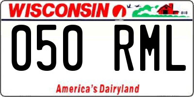 WI license plate 050RML