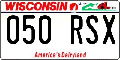 WI license plate 050RSX