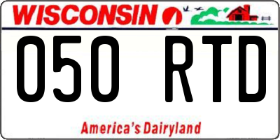 WI license plate 050RTD