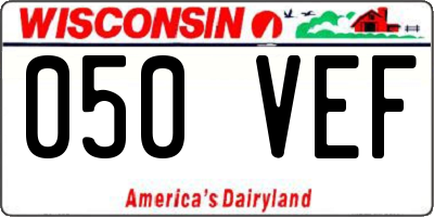 WI license plate 050VEF