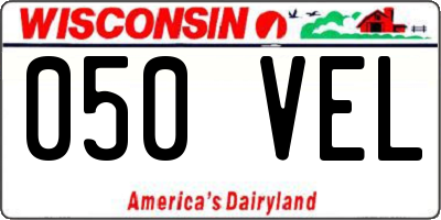 WI license plate 050VEL
