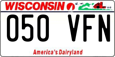 WI license plate 050VFN
