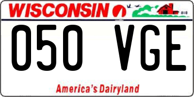 WI license plate 050VGE
