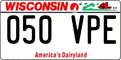 WI license plate 050VPE