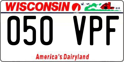 WI license plate 050VPF