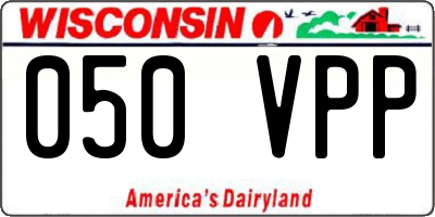 WI license plate 050VPP
