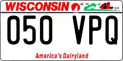 WI license plate 050VPQ