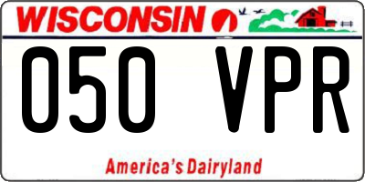 WI license plate 050VPR