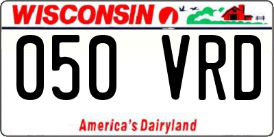 WI license plate 050VRD