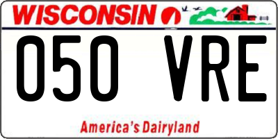 WI license plate 050VRE