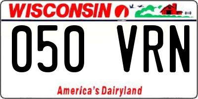 WI license plate 050VRN