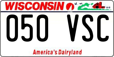 WI license plate 050VSC