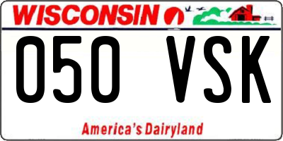 WI license plate 050VSK