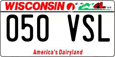 WI license plate 050VSL