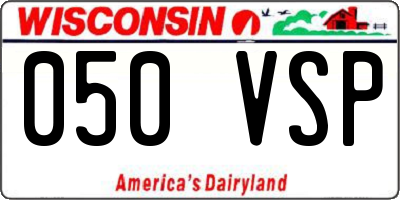 WI license plate 050VSP