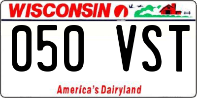 WI license plate 050VST