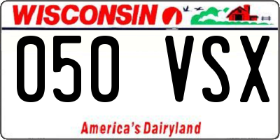 WI license plate 050VSX